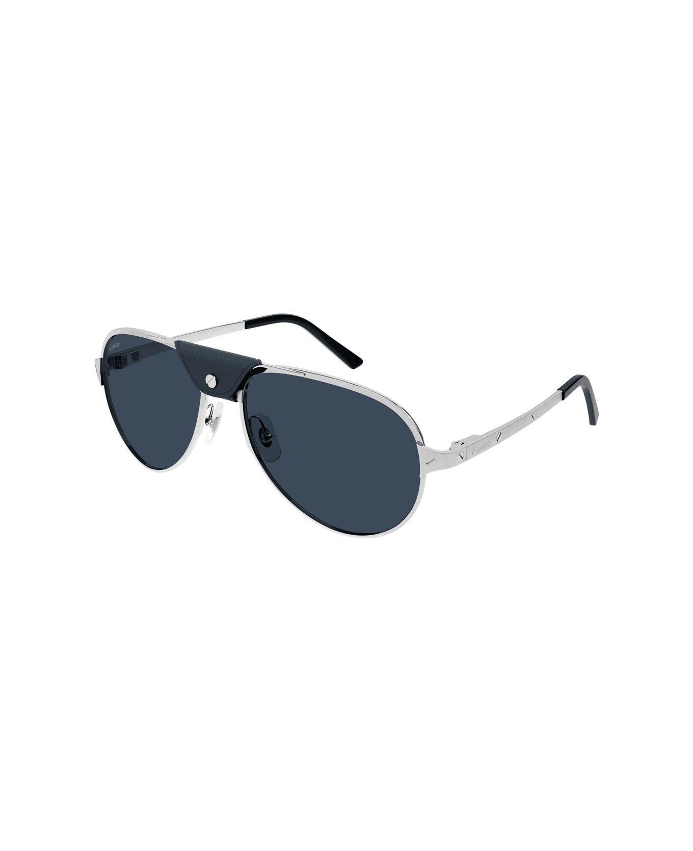 Cartier Eyewear Ct0034s Santos De Cartier 016 Sunglasses - Silver Silver Blue