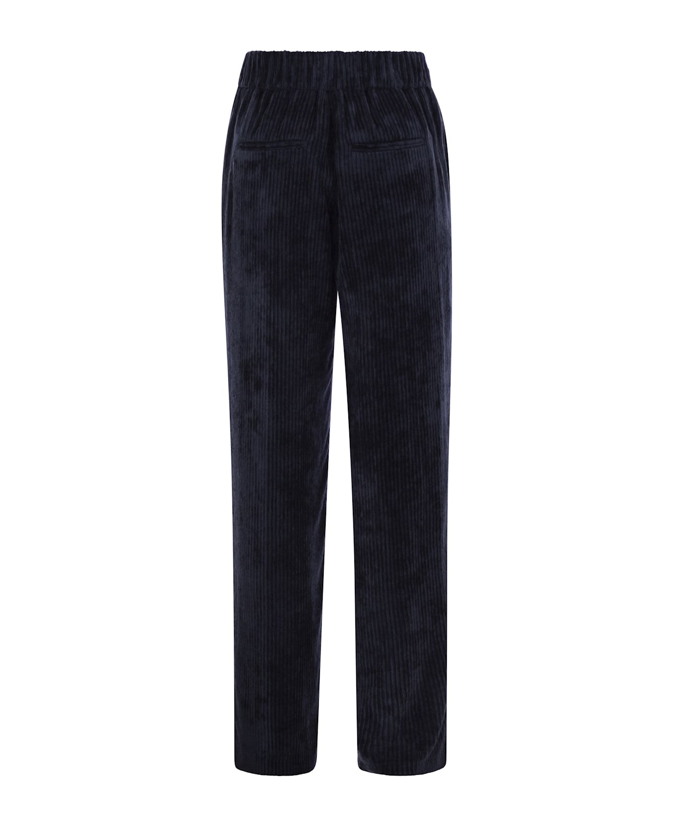 Peserico Carrot Trousers With Velvet Lace - Navy