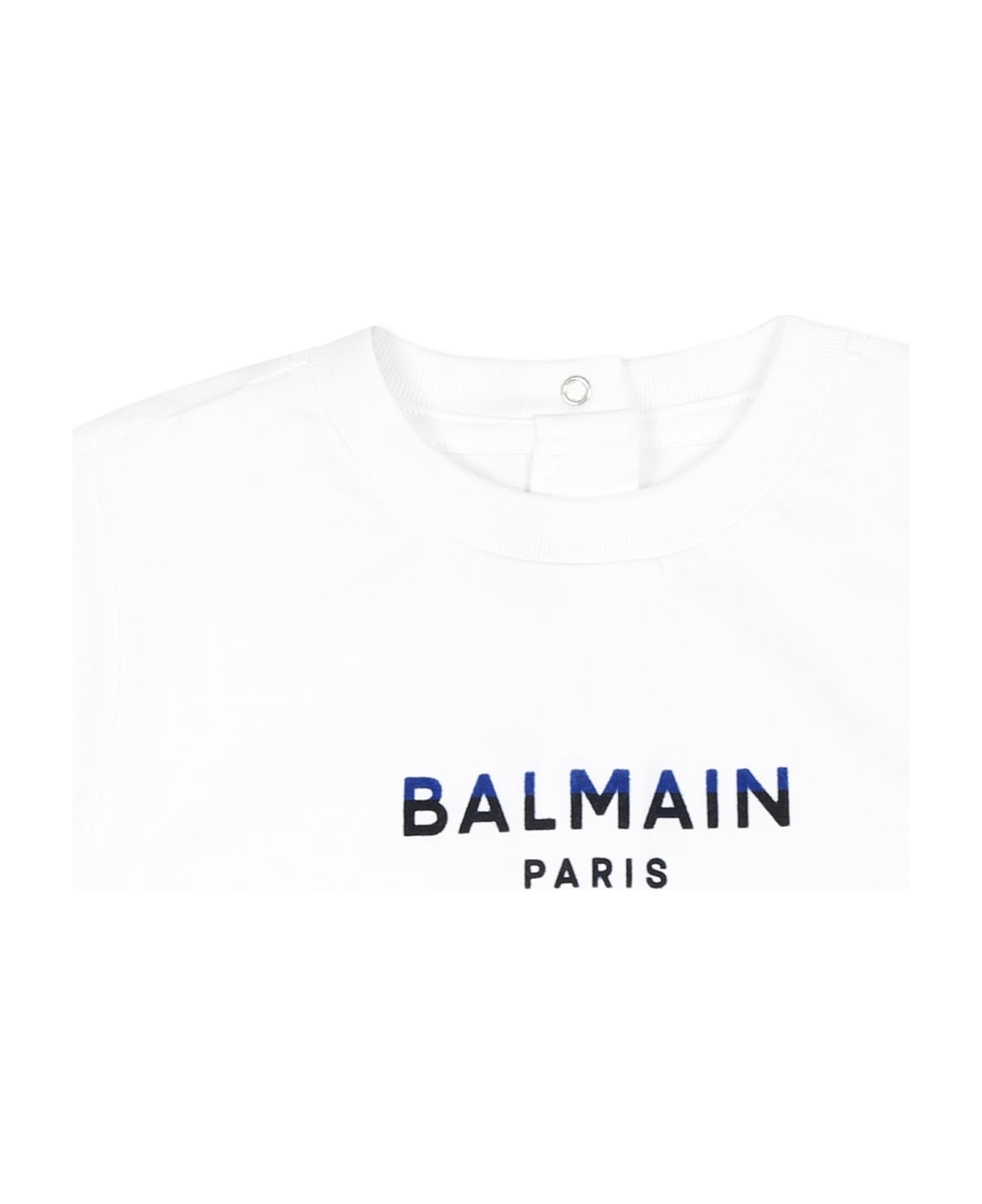 Balmain White T-shirt For Babykids With Logo - White