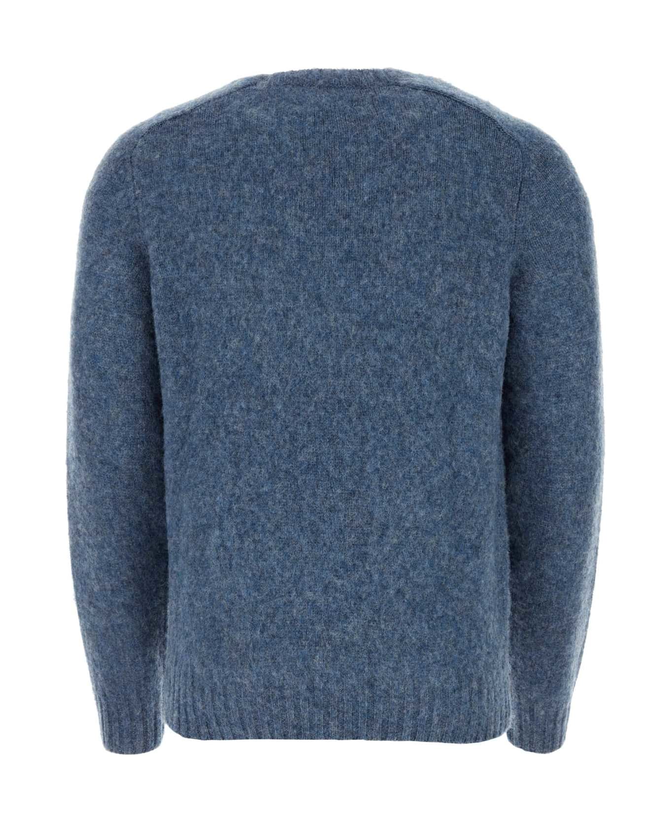 The Harmony Melange Blue Wool Shaggy Sweater - BLUEGREY