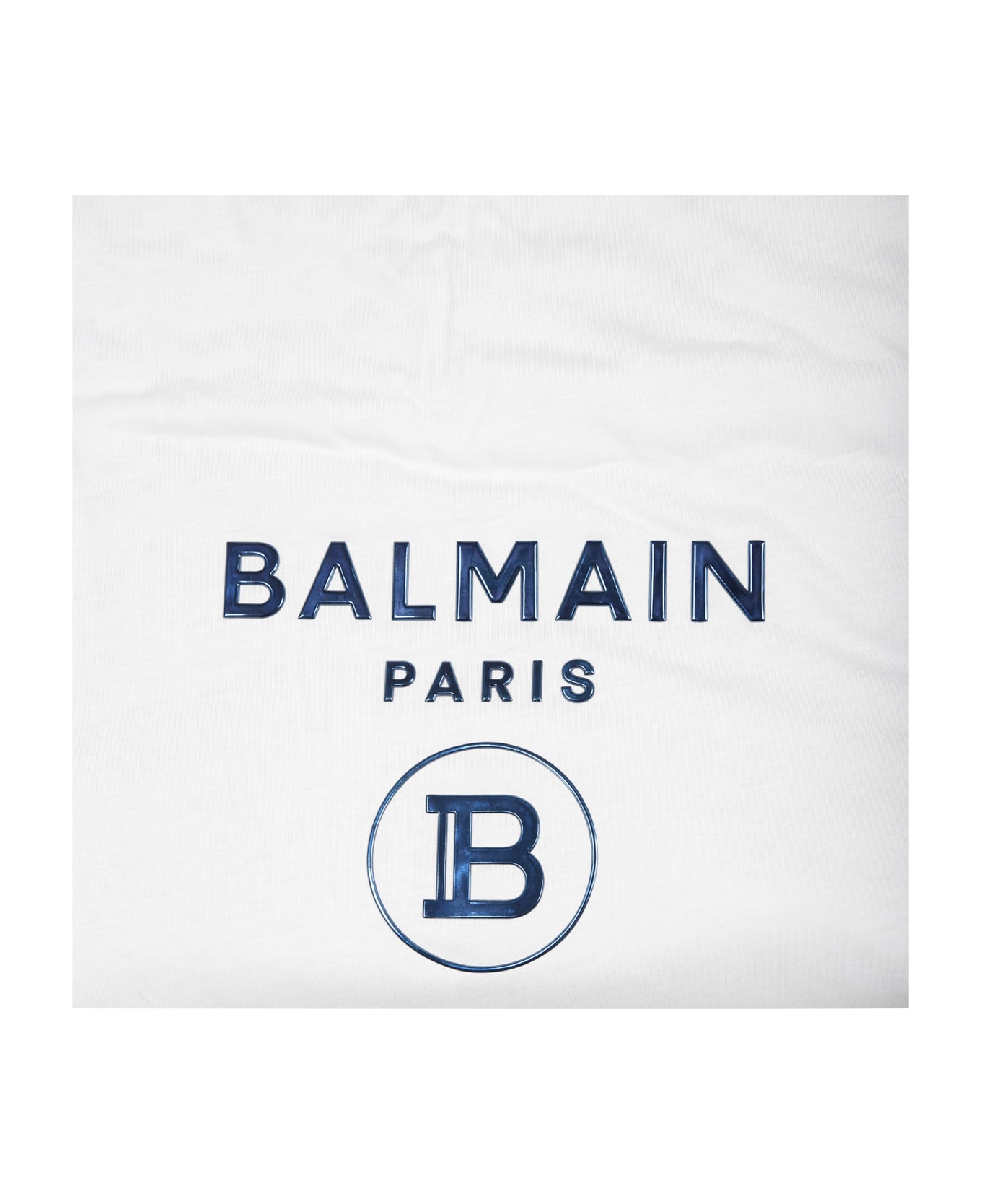 Balmain White Blanket For Babykids With Blue Logo - White アクセサリー＆ギフト