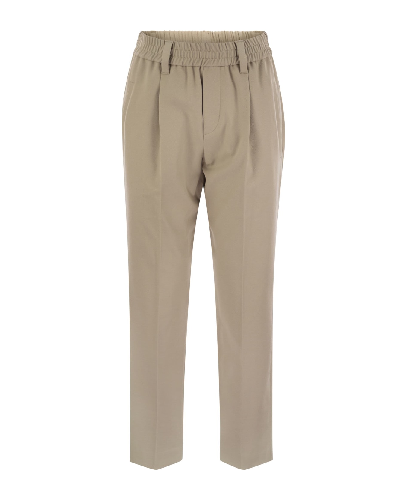 Brunello Cucinelli Stretch Cotton Cover-up Trousers With Jewellery - Sand