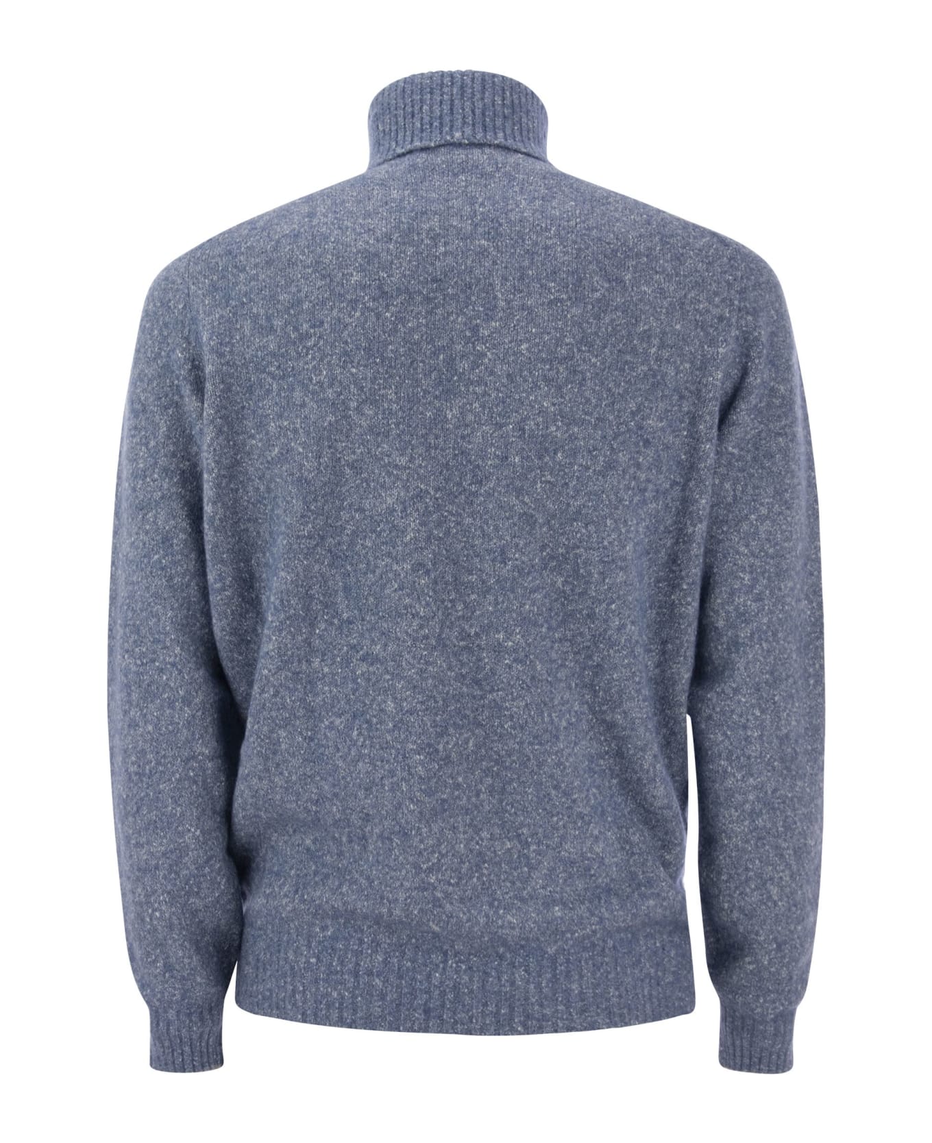 Brunello Cucinelli Turtleneck Sweater In Alpaca, Cotton And Wool - Light Blue