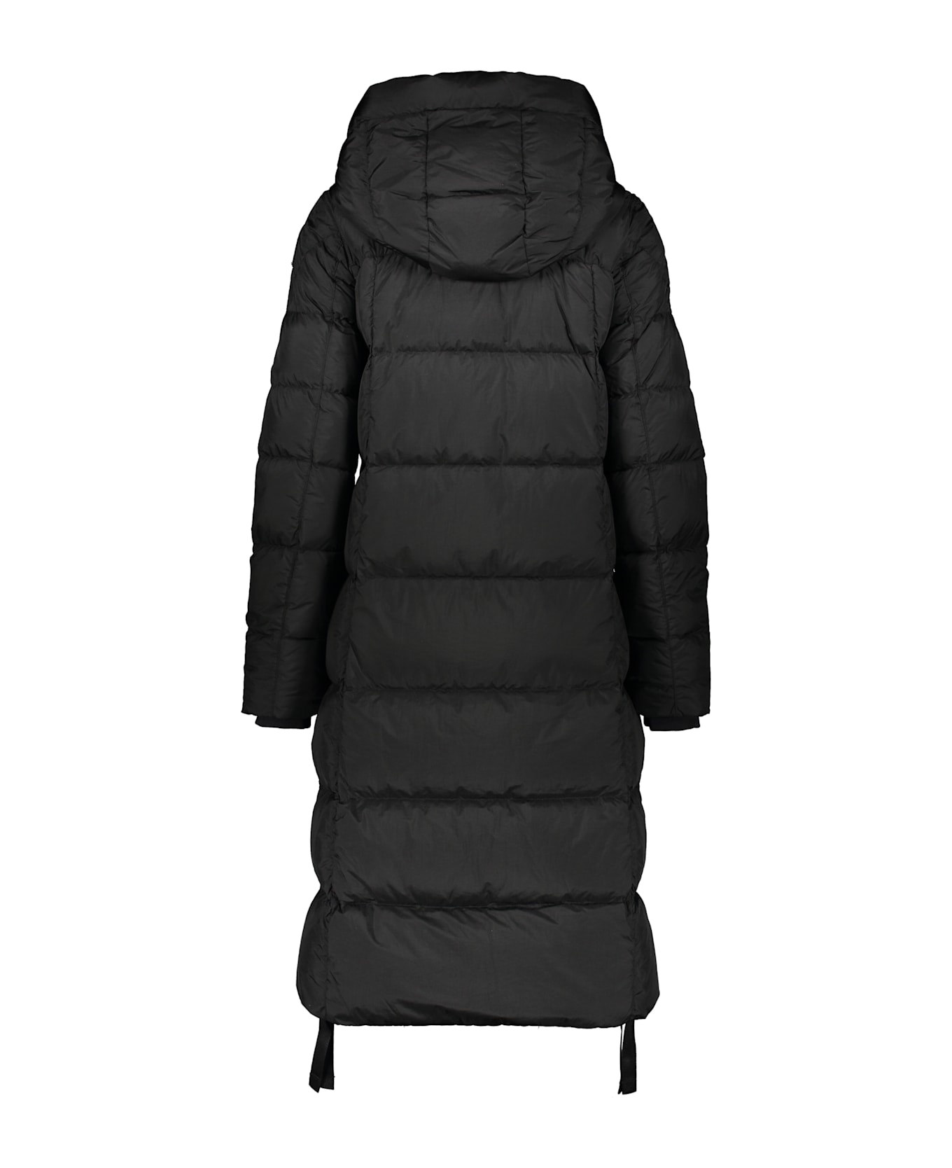 Parajumpers Long Black Puffer Jacket With Adjustable Hood - black