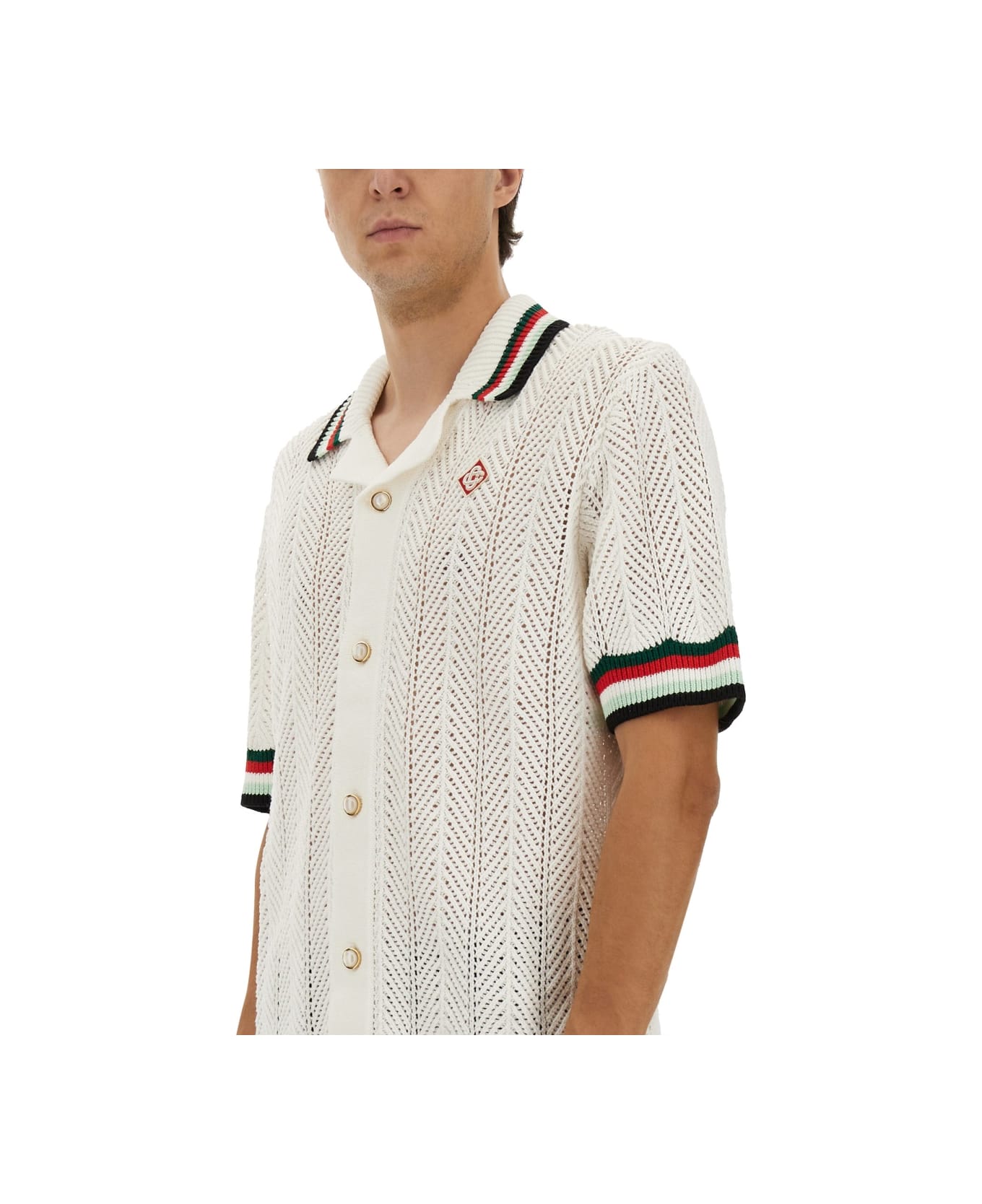 Casablanca Crochet Shirt "ondulee Mountains" - WHITE