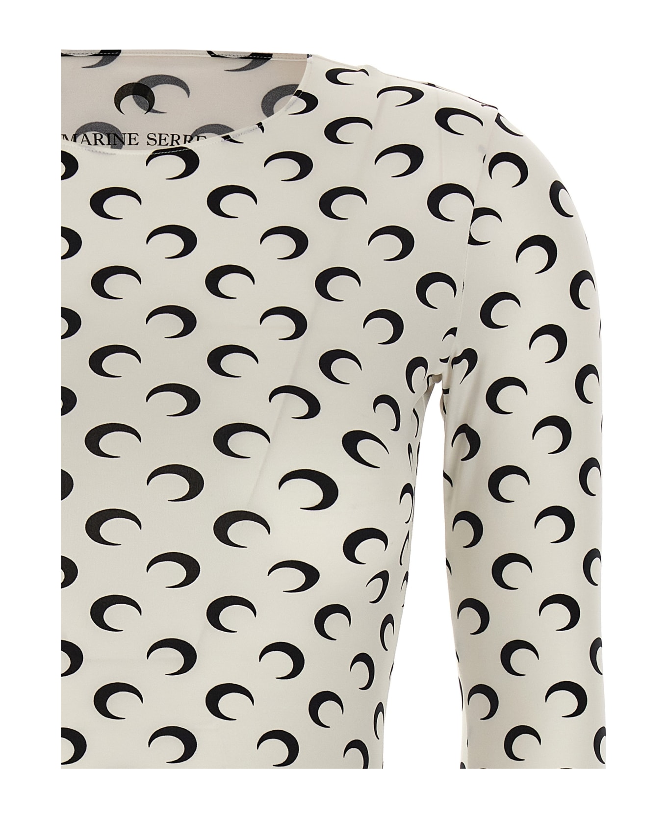 Marine Serre 
moon Printed Jersey Second Skin
 T-shirt - White/Black