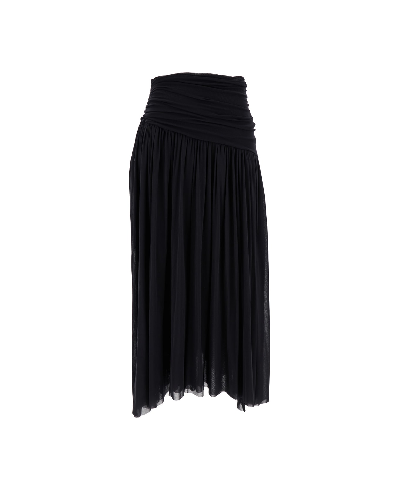 Philosophy di Lorenzo Serafini Black Longuette Pleated Skirt In Polyamide Jersey Woman - Black スカート