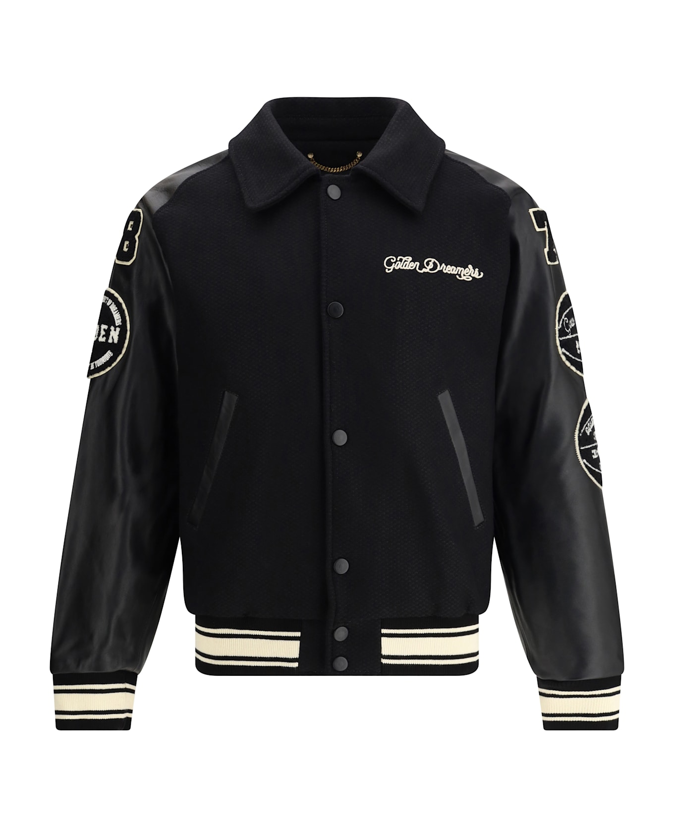 Golden Goose Golden M's Bomber Compact Cloth Wool Ble - Black Beige