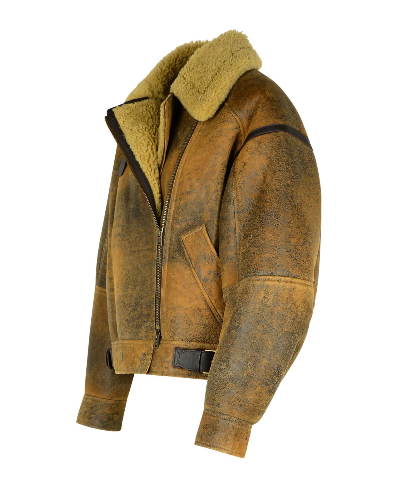 Acne Studios Brown Leather Sheepskin Jacket - Brown