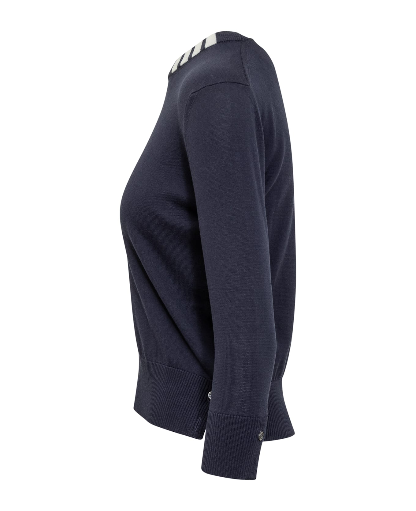 Thom Browne Navy Blue Cotton Sweater - NAVY