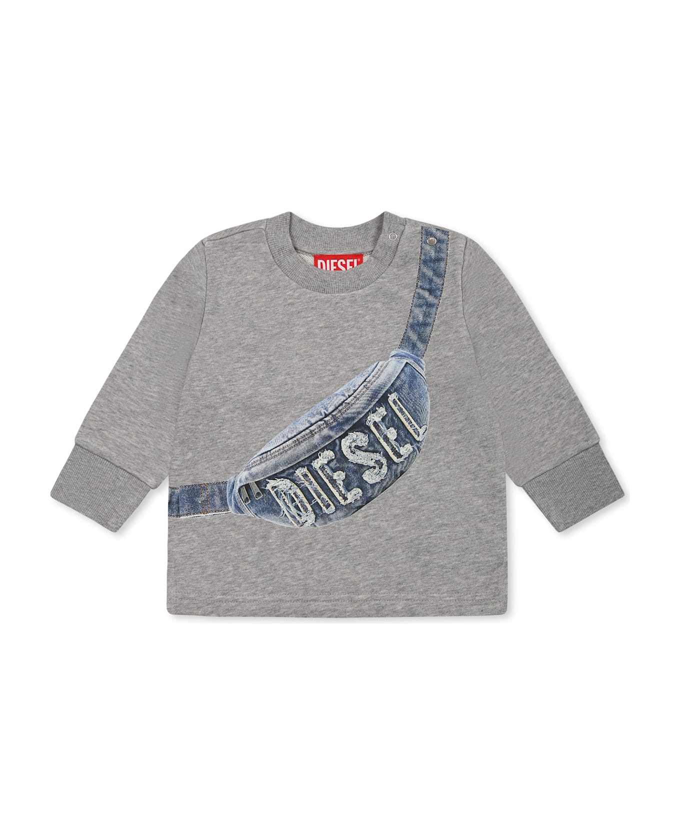 Diesel Grey Sweatshirt For Baby Boy With Pochette - Grey