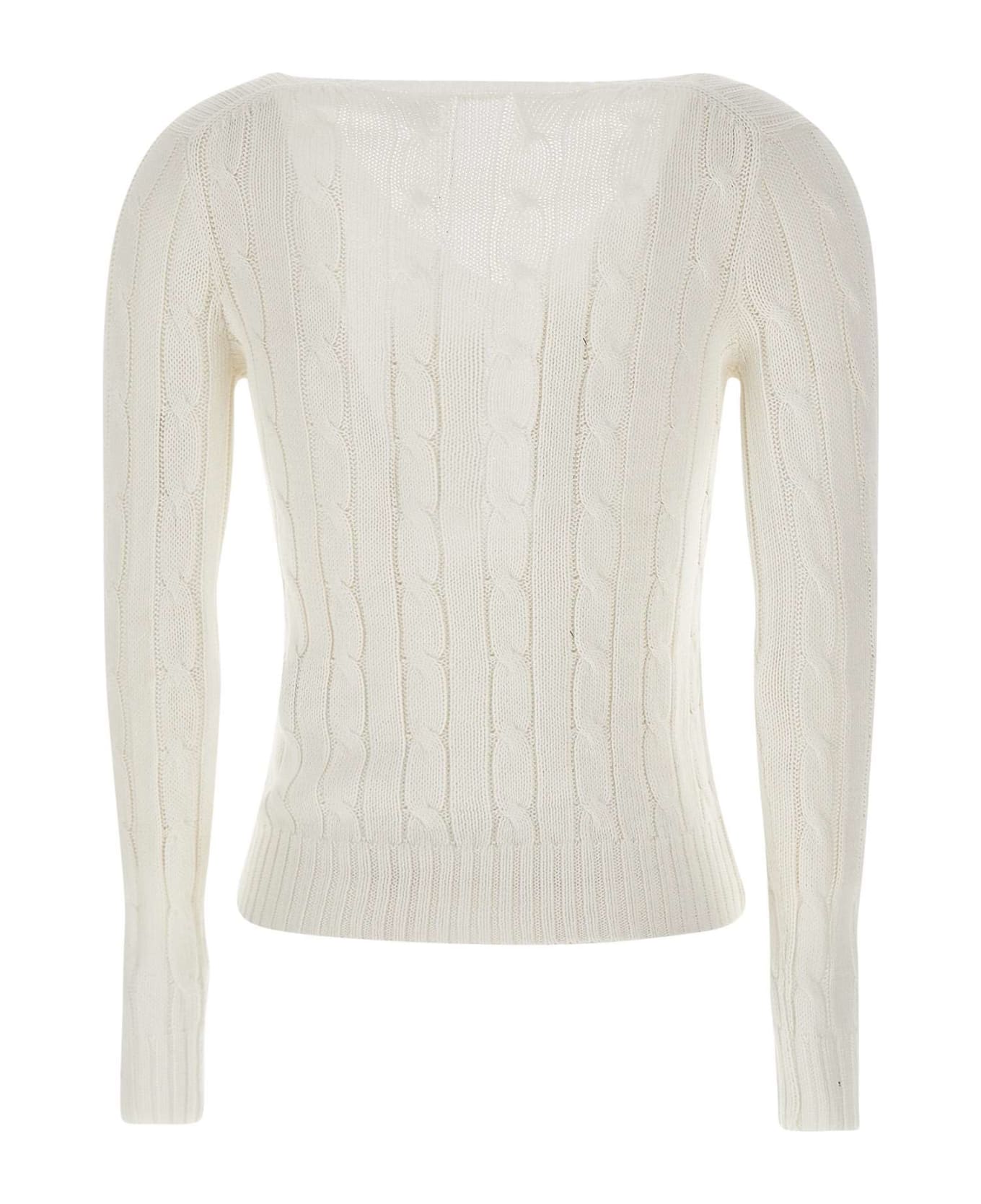 Polo Ralph Lauren "classic" Pima Cotton Sweater - WHITE