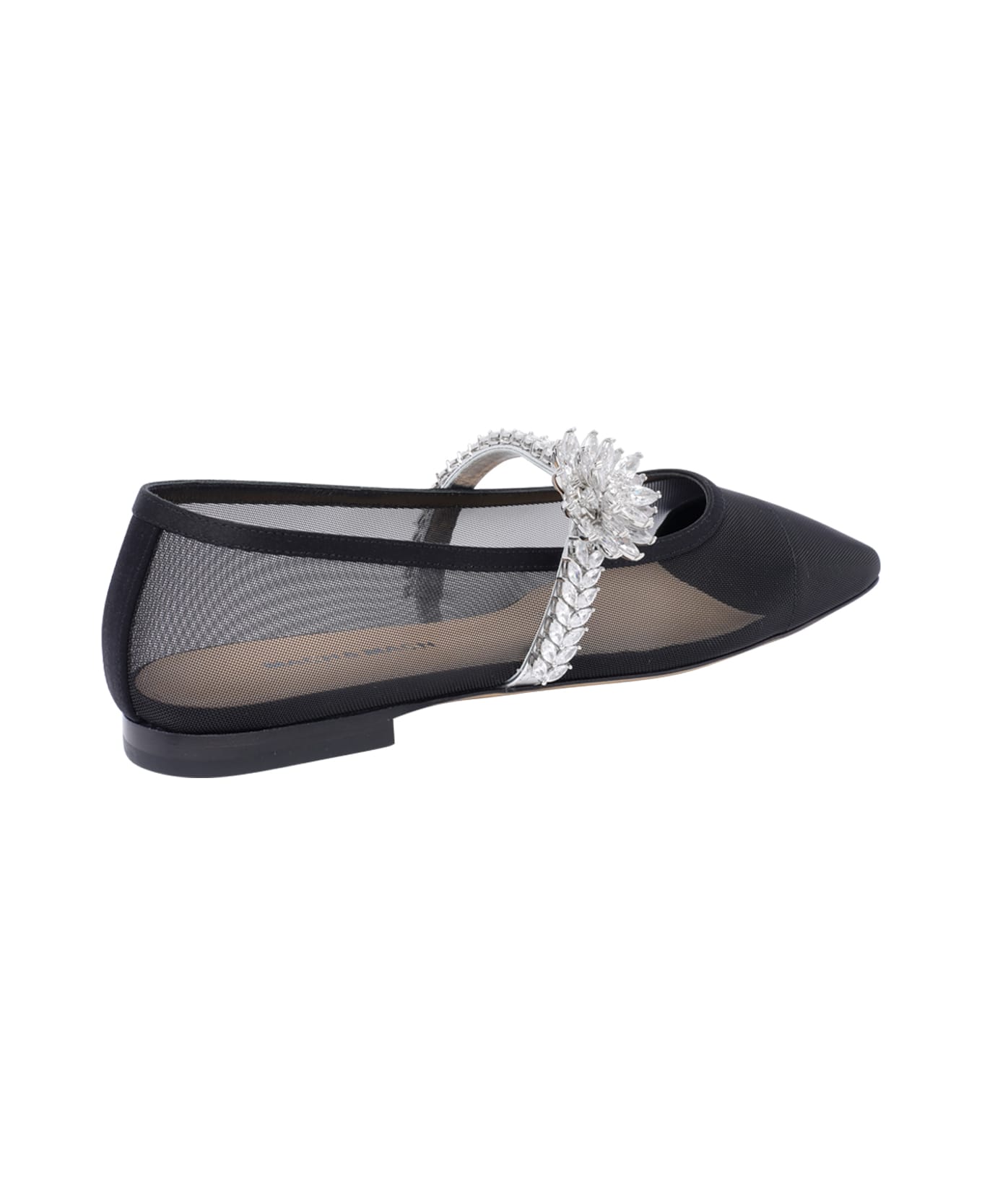 Mach & Mach Lotus Flower Mesh Flat - Black