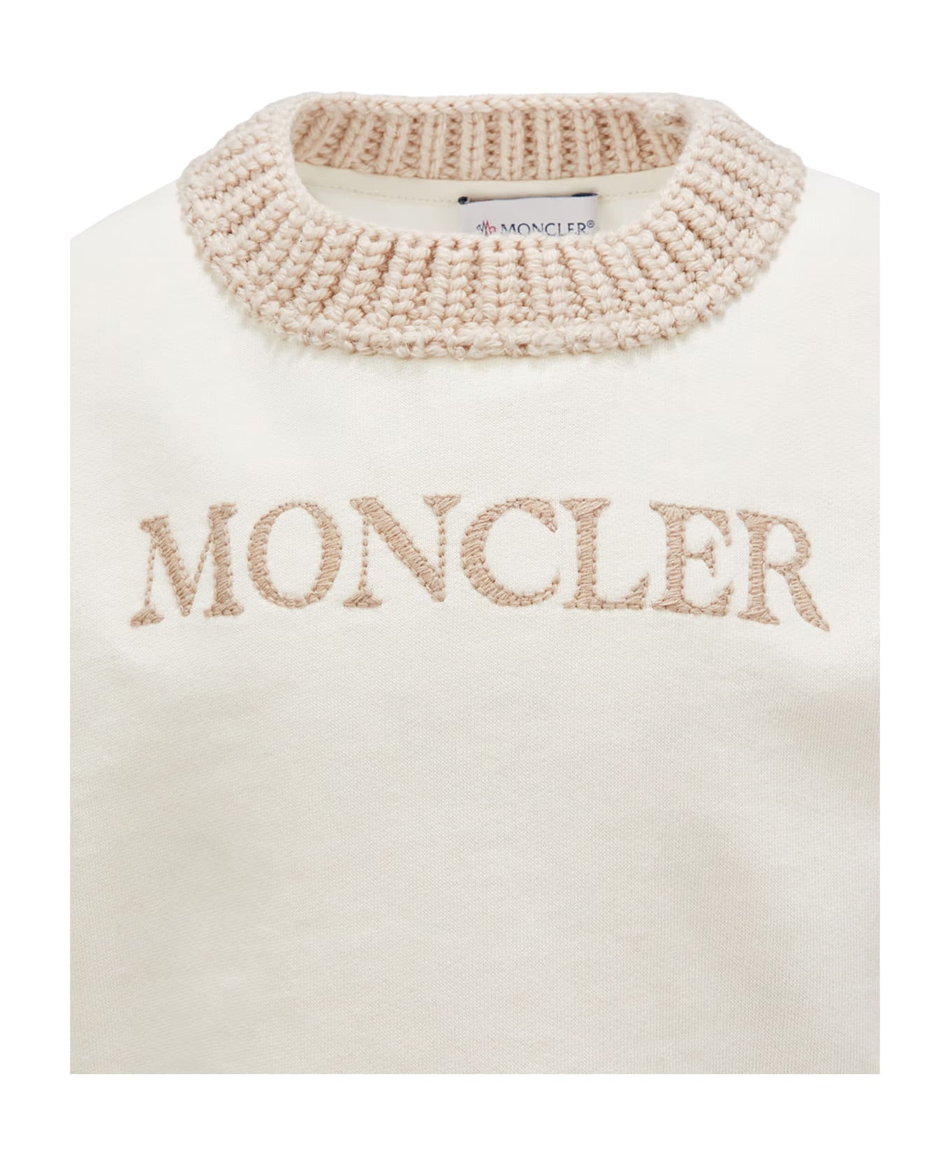 Moncler White Tracksuit With Logo And Knitted Hems - White