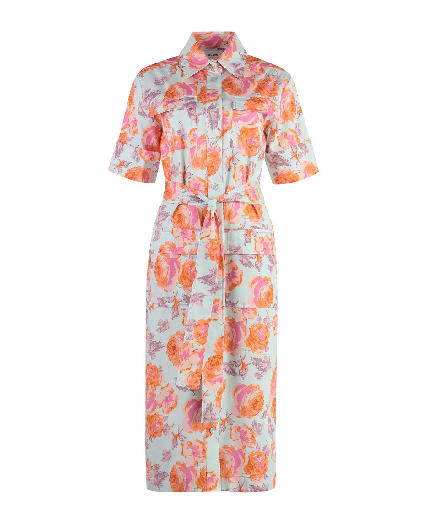 Alfieri 
St.John Belted Shirtdress - Light Blue