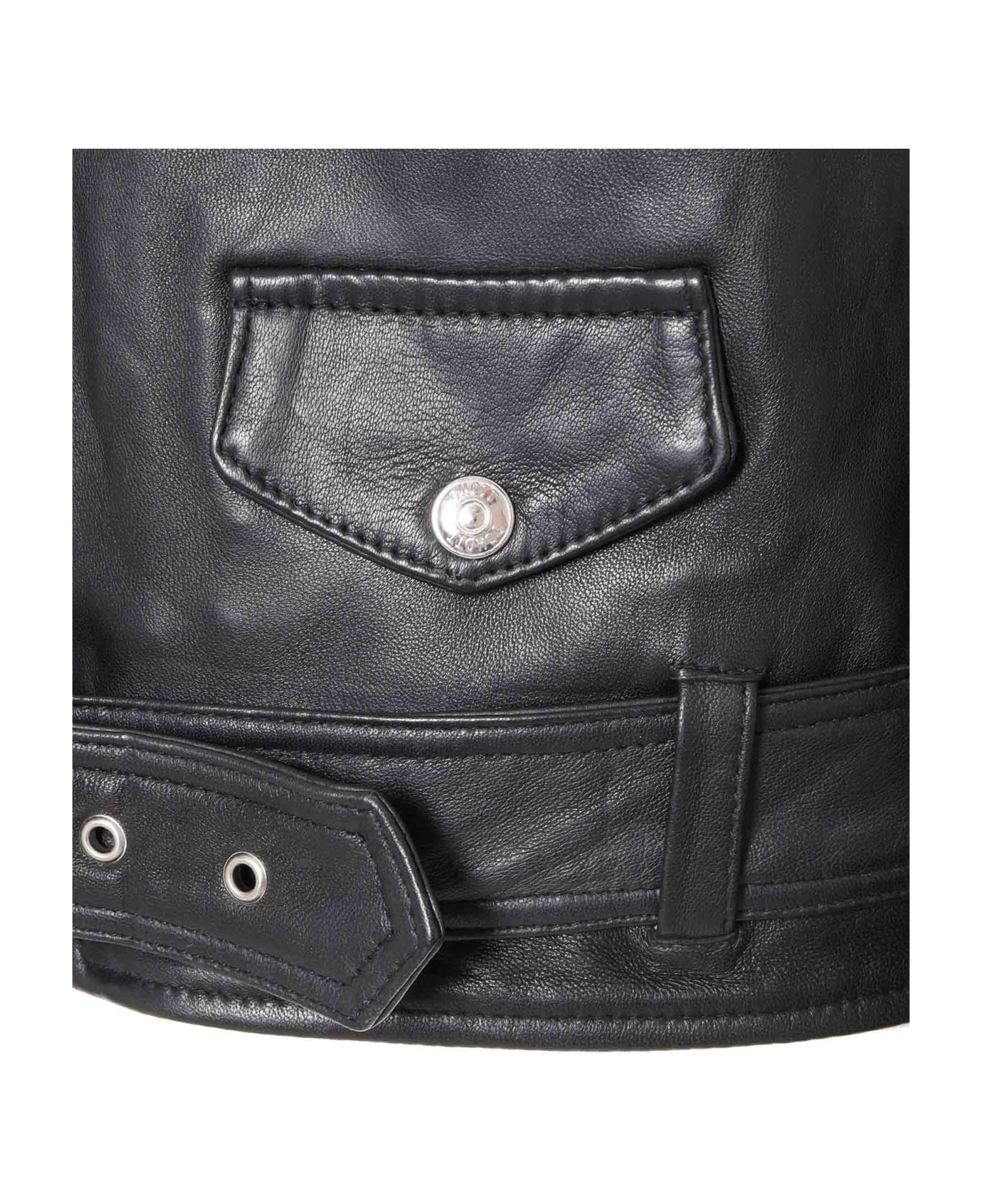 Schott NYC Black Leather Jacket - BLACK レザージャケット