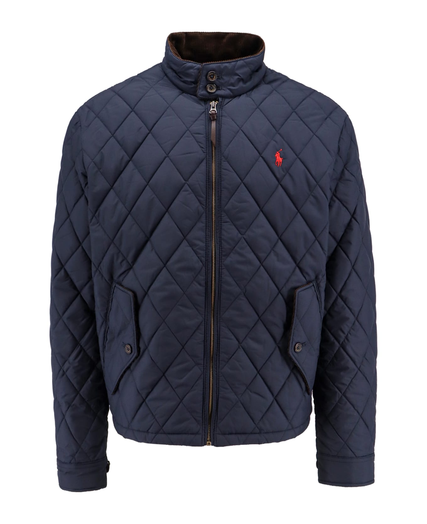 Polo Ralph Lauren Blue Quilted Jacket With Pony Detail On The Front In Tech Fabric Man - Blue