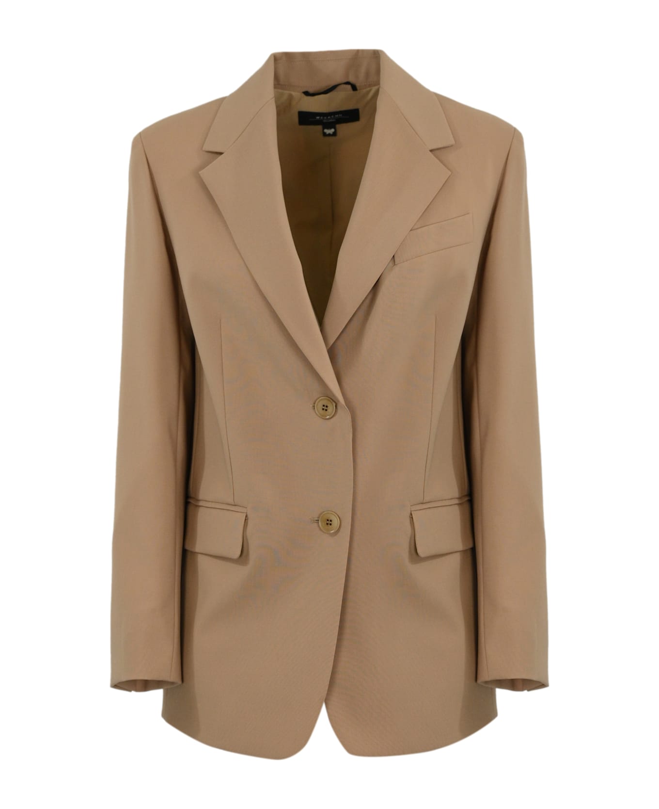 Weekend Max Mara Materia Single-breasted Blazer In Stretch Wool Canvas - Beige ブレザー