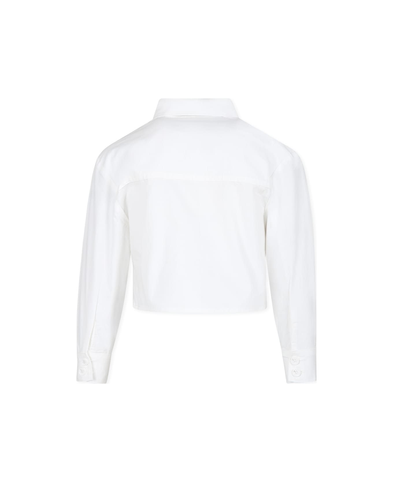 Rykiel Enfant White Crop Shirt For Girl With Logo - White