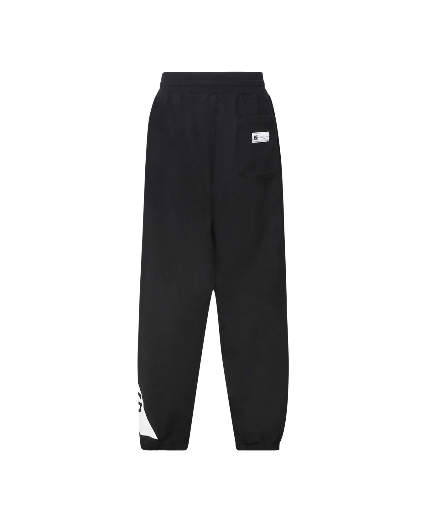 Dolce & Gabbana Cotton Sports Trousers With Logo - Black