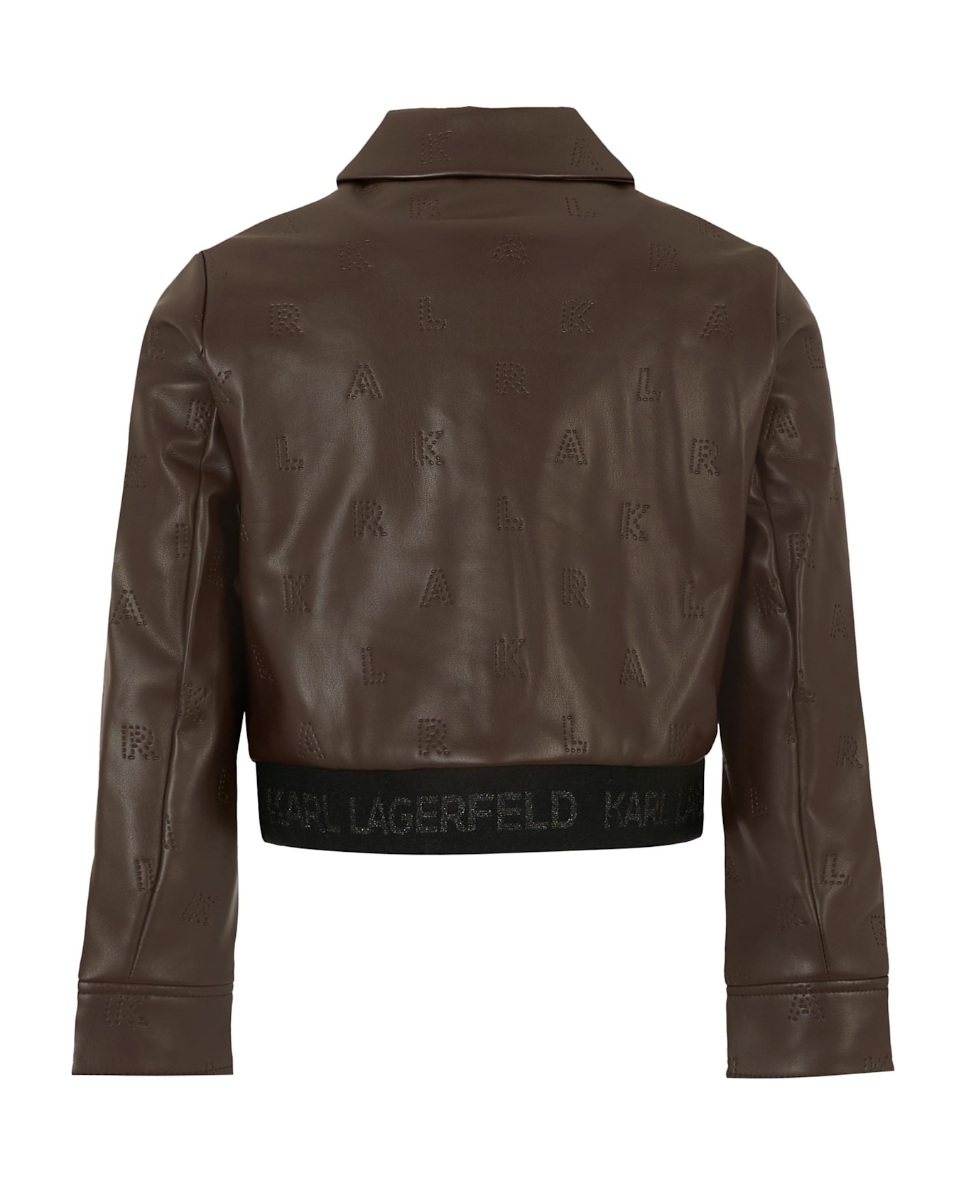 Karl Lagerfeld Kids Brown Jacket For Girl With Logo - Brown