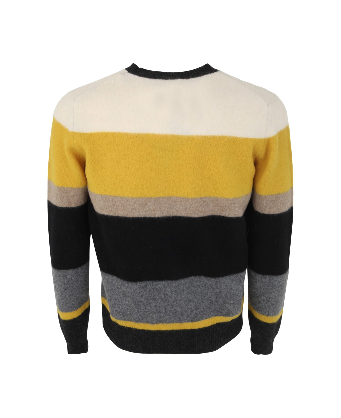Drumohr Color Block Long Sleeve Crew Neck Sweater - Yellow Grey