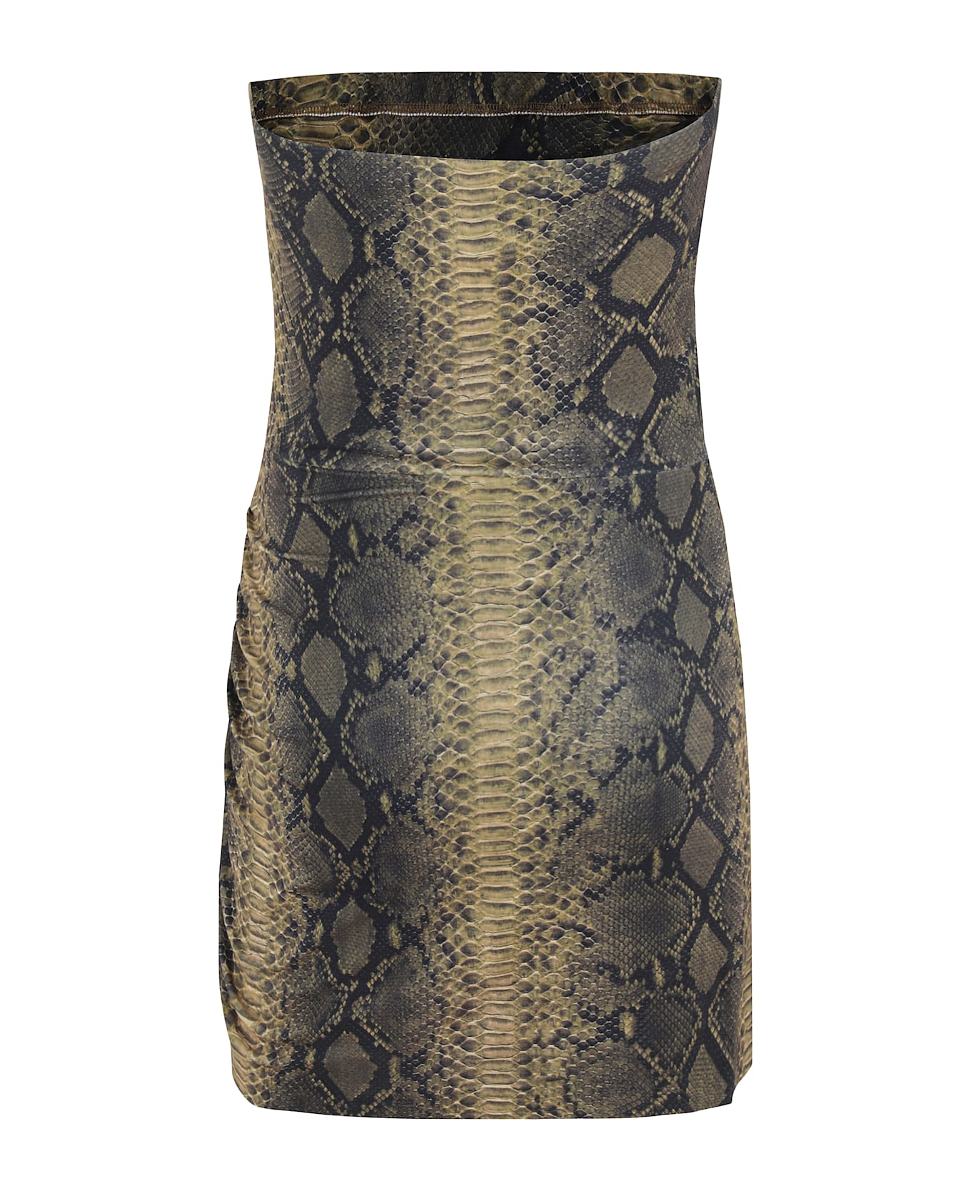 Norma Kamali Strapless Side Drape Pickleball Dress - Python