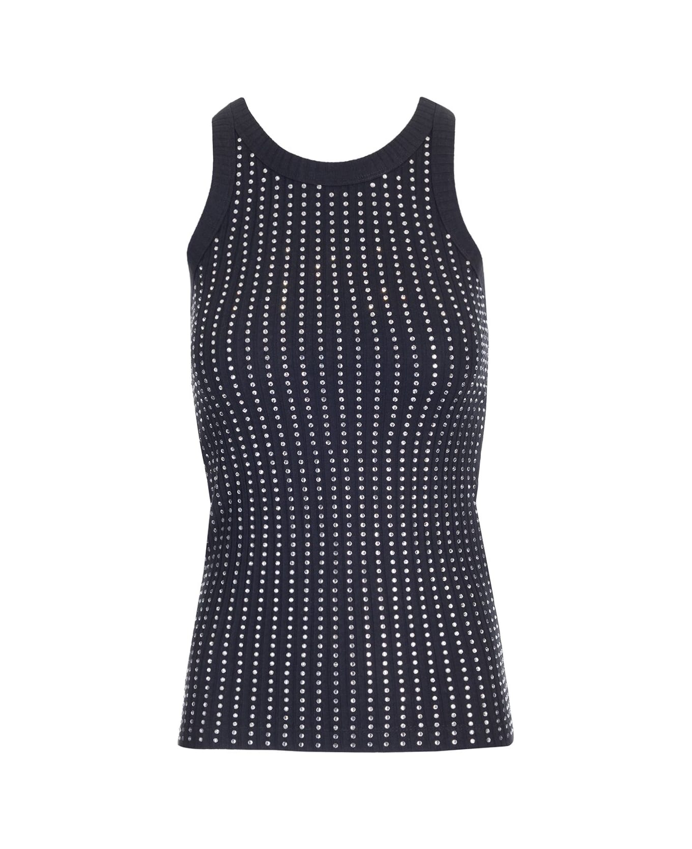 The Attico Black Tank Top With Strass - Black