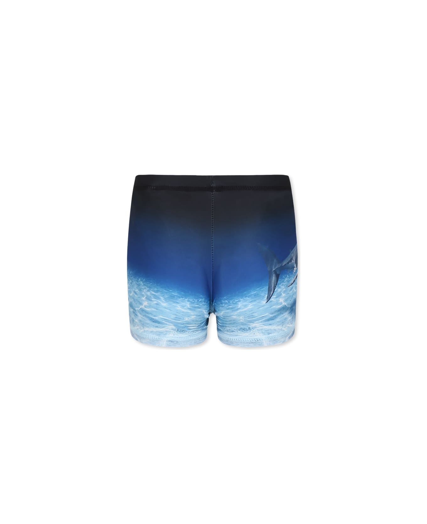 Molo Blue Swim Shorts For Boy With Shark Print - Blue