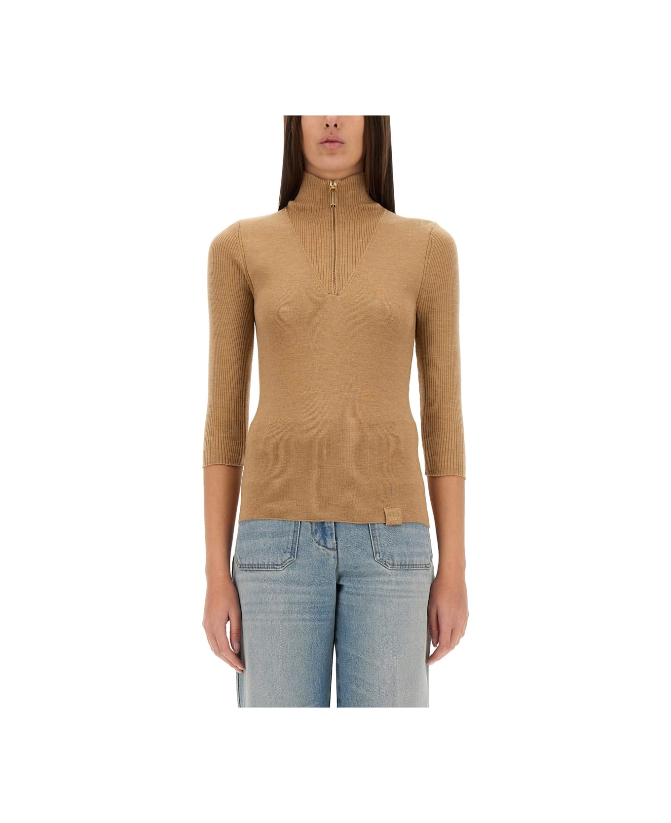 Victoria Beckham Shirt With Zip. - BEIGE