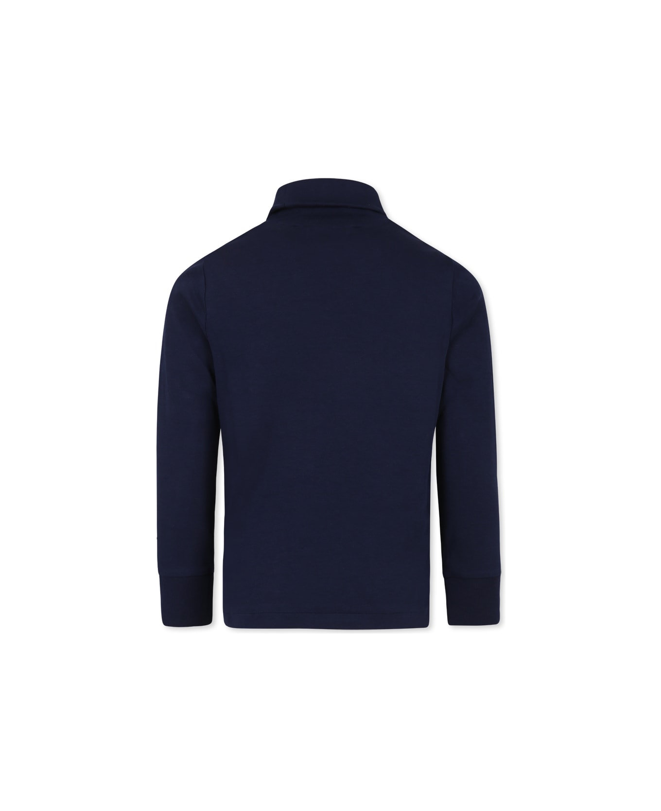 Ralph Lauren Blue Turtleneck For Boy With Brown Pony - Blue