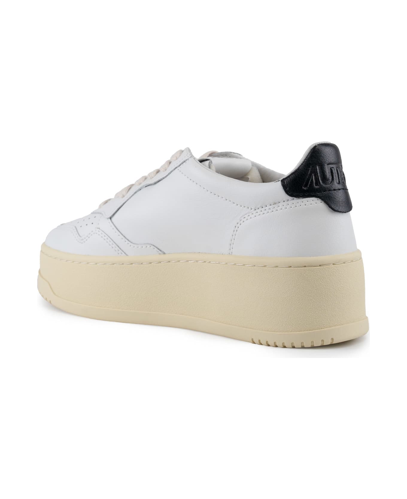 Autry Medalist Platform Sneakers In Leather - Leat/leat wht/blk