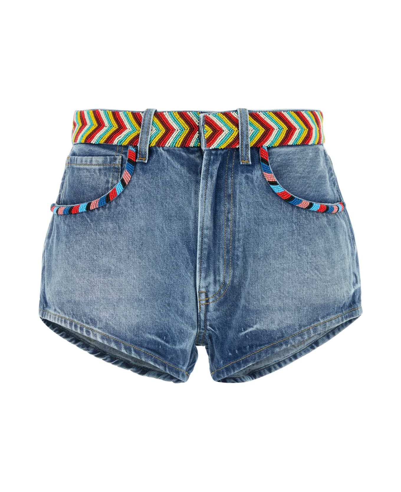 Alanui Denim Memories On The Savannah Shorts - MEDIUMWAS