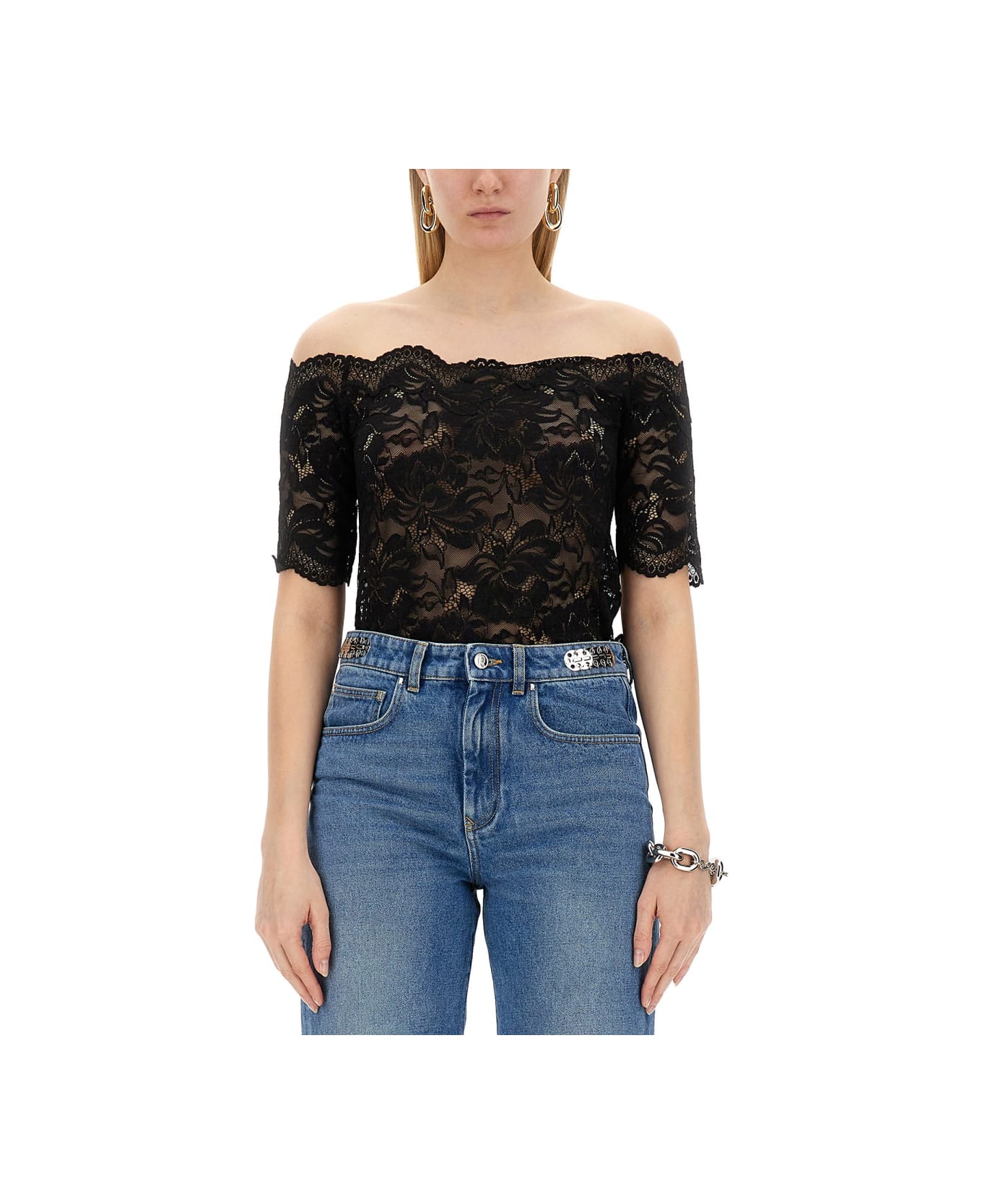 Paco Rabanne Lace Top - BLACK トップス