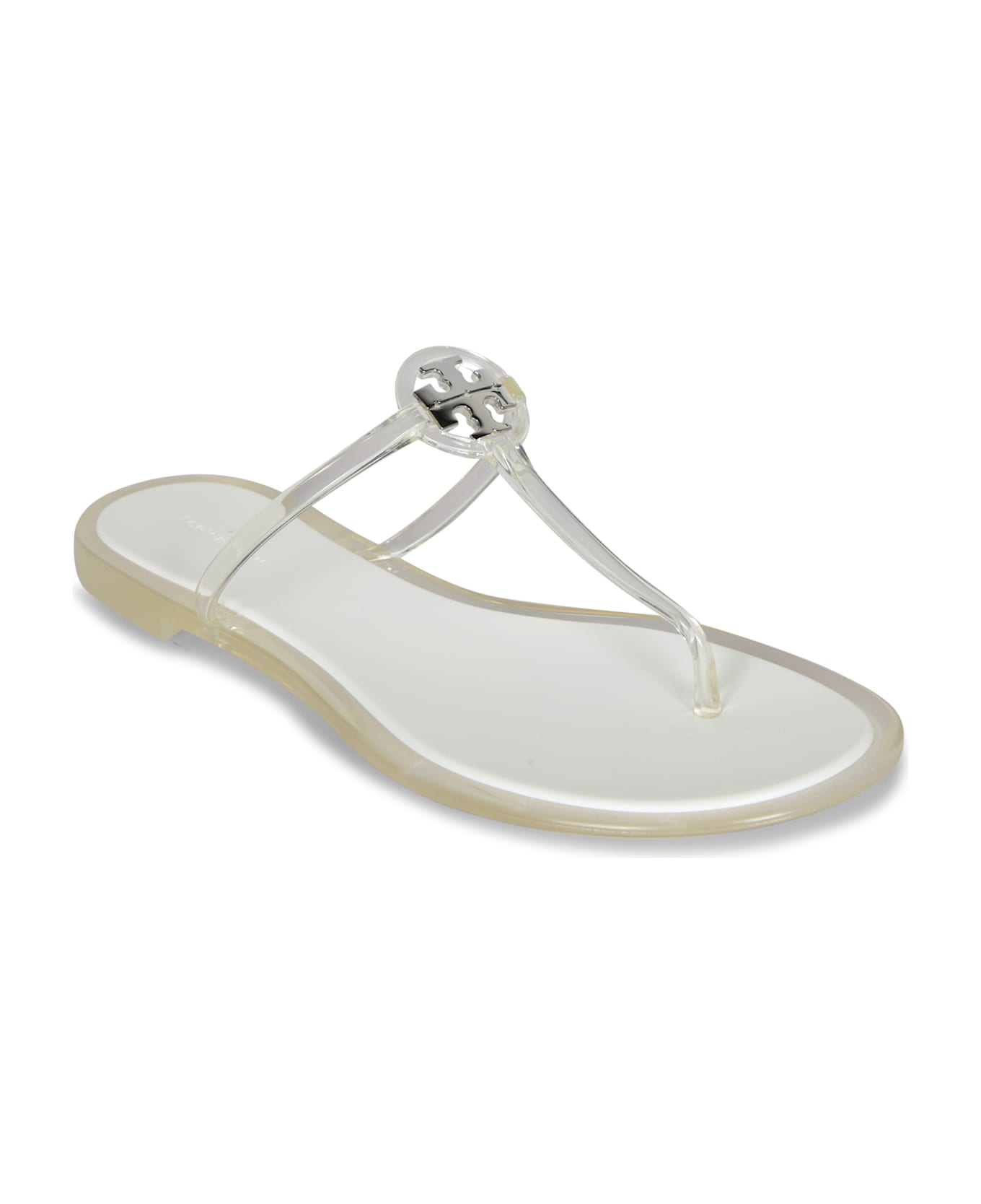 Tory Burch Miller Jelly Clear Silver Sandal - White