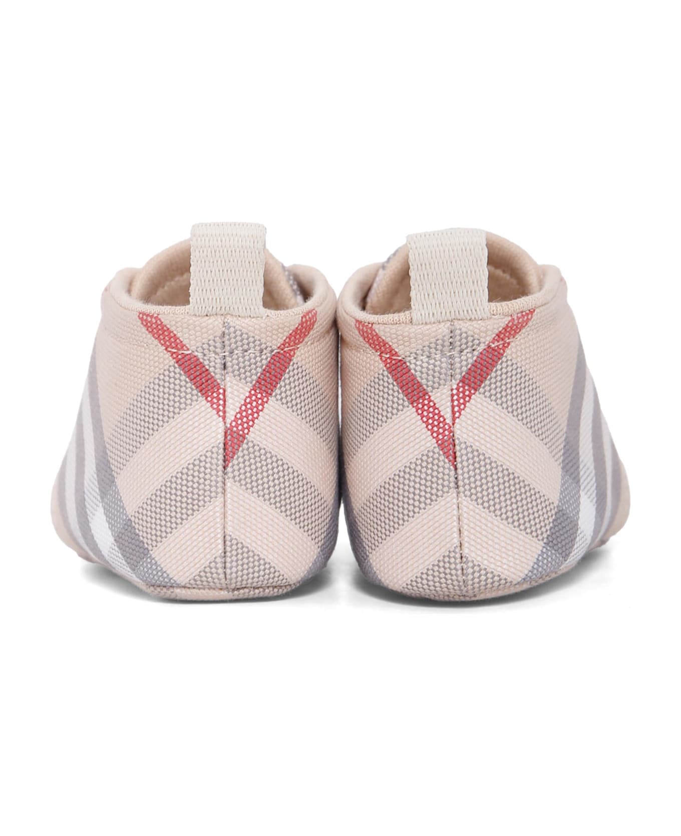Burberry Beige Sneakers For Babykids With Vintage Check - Beige