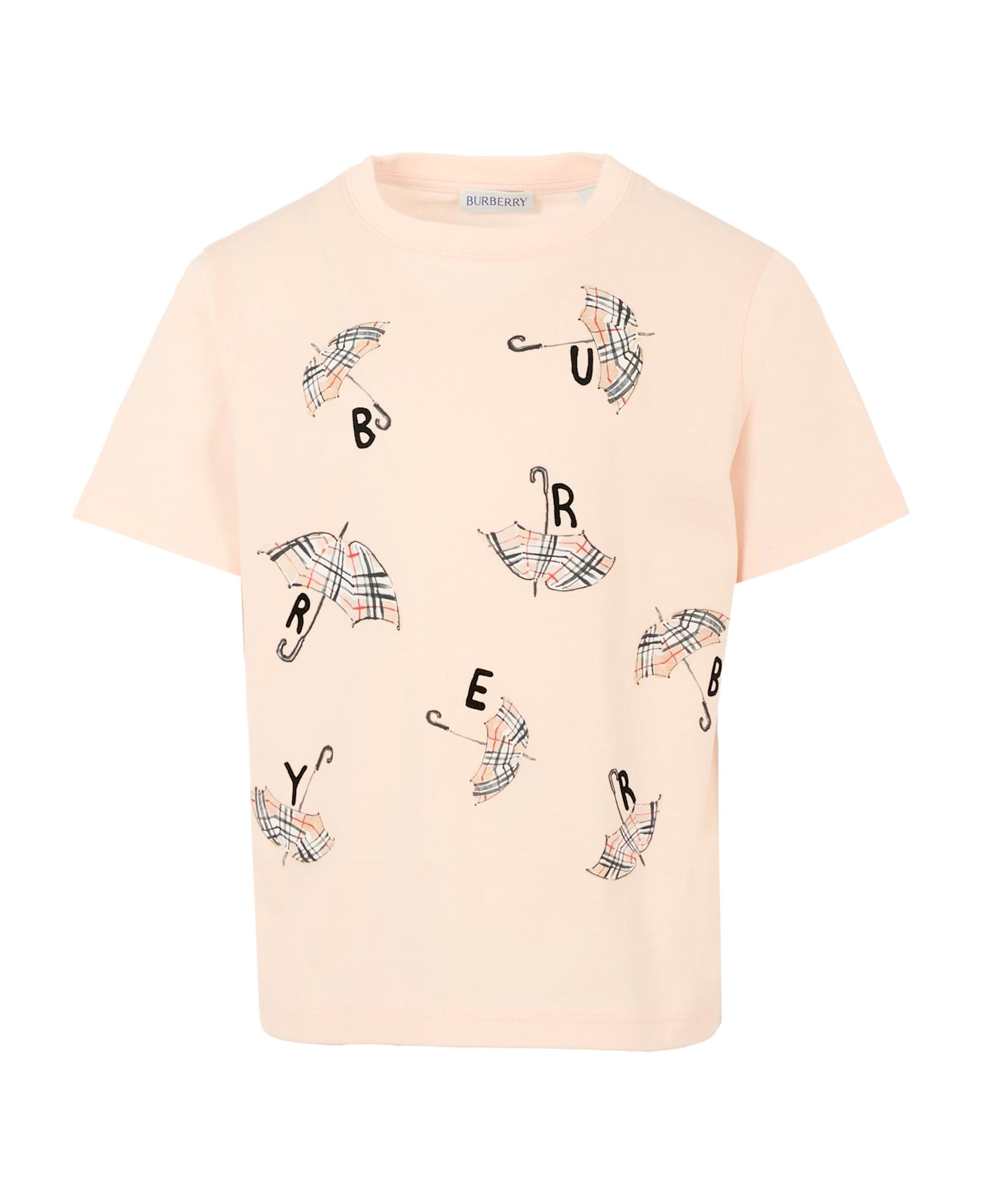 Burberry Pink T-shirt For Girl With Umbrella - Pink