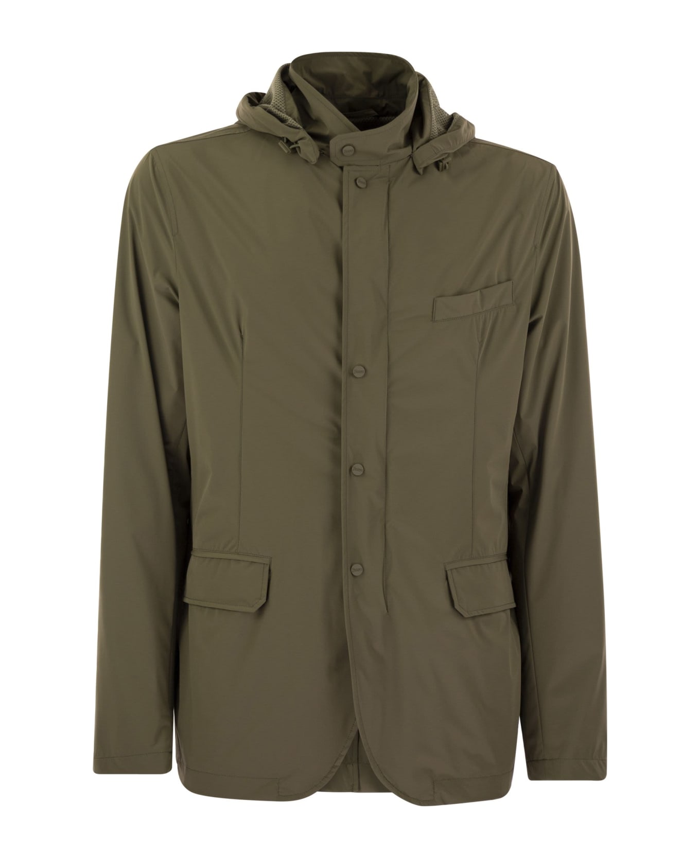 Herno Technical Fabric Jacket With Hood - Military Green ジャケット
