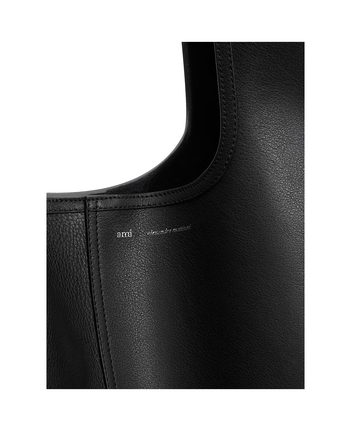 Ami Alexandre Mattiussi 
etienne
 Black Shoulder Bag With Logo Print On The Front In Leather Woman - BLACK