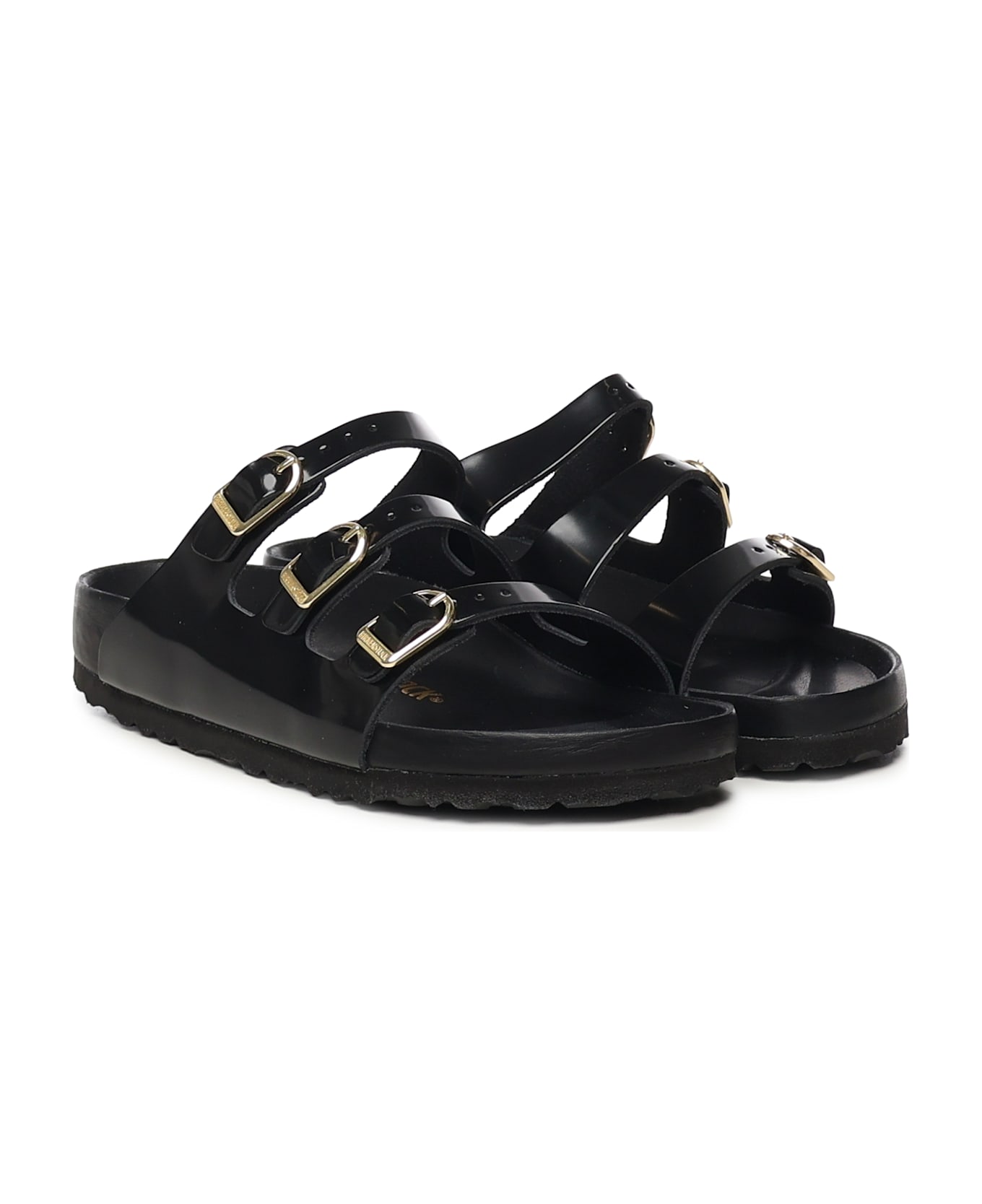 Birkenstock Florida Leather Sandals - shine black