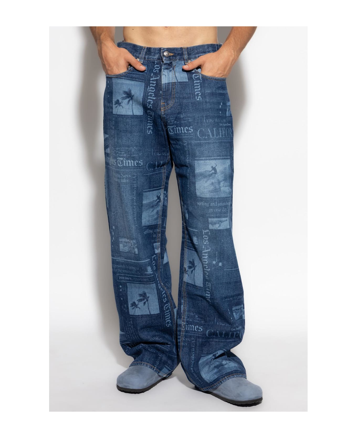 Palm Angels Patterned Jeans - BLUE