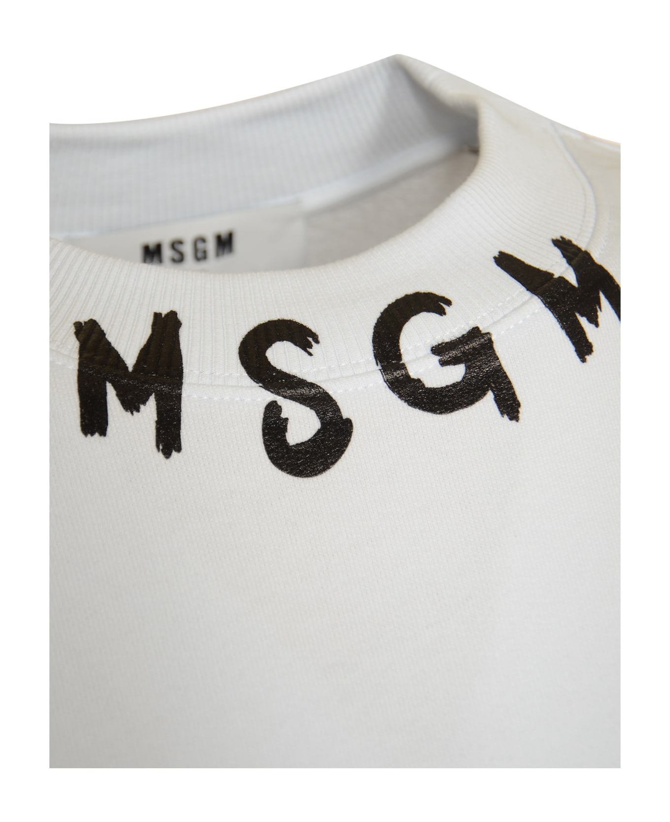 MSGM Logo Neck Sweater - Bianco フリース