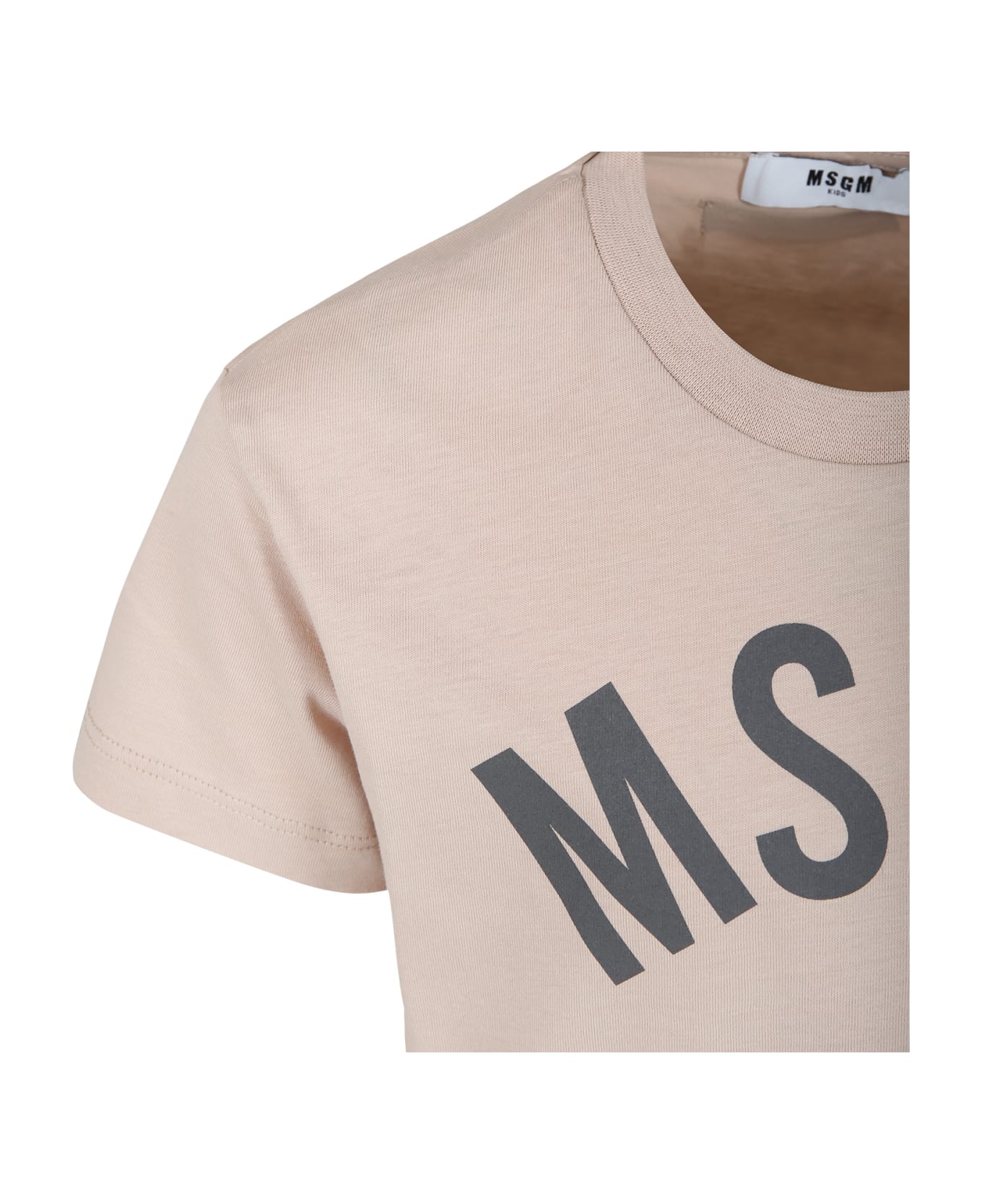 MSGM Beige T-shirt For Boy With Logo - Beige