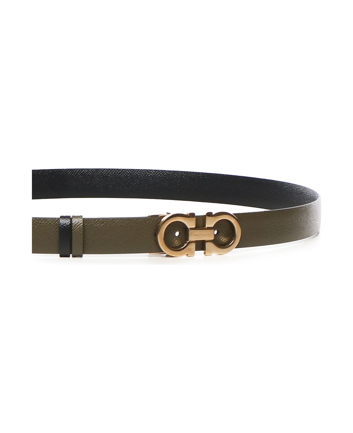 Ferragamo Gancini Reversible And Adjustable Belt - GREEN, black