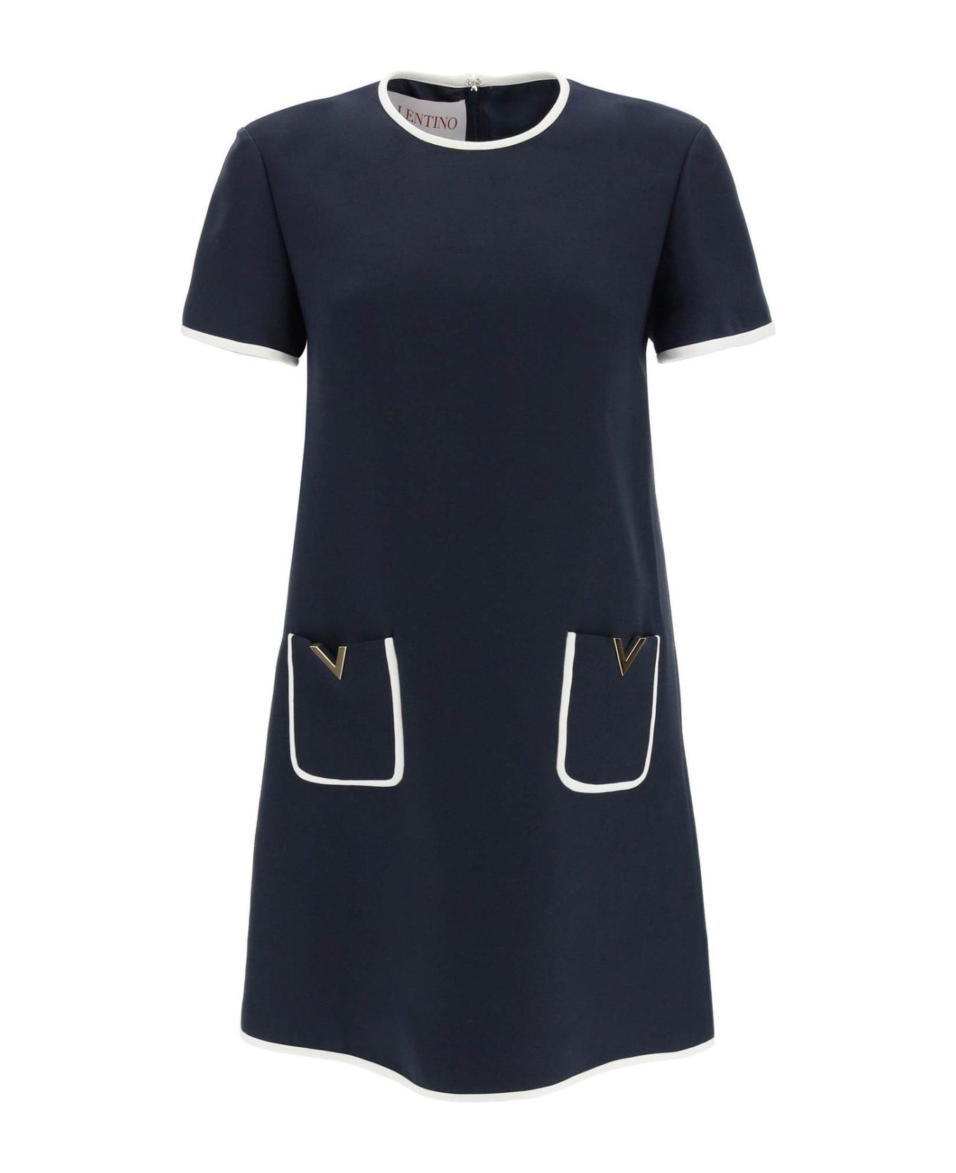 Valentino Vlogo Plaque Mini Dress - NAVY/AVORIO