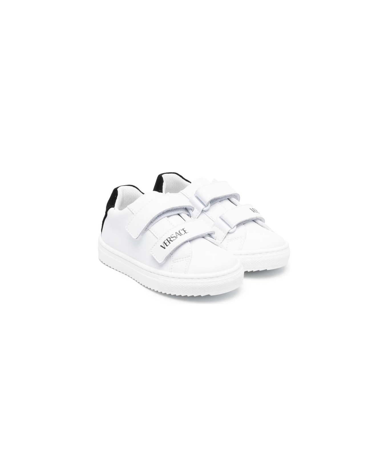 Versace Sneakers Bianche In Pelle Bambino - Bianco