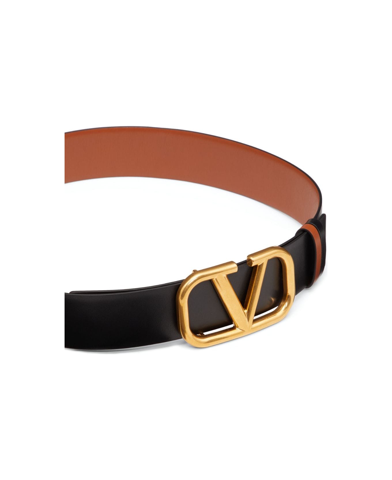 Valentino Garavani Leather Reversible Vlogo Belt - Leather Brown