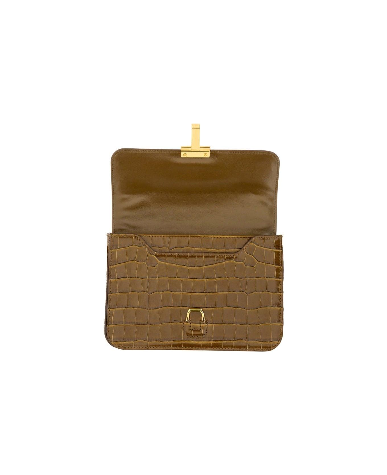 Tom Ford Logo Plaque Embossed Crossbody Bag - khaki