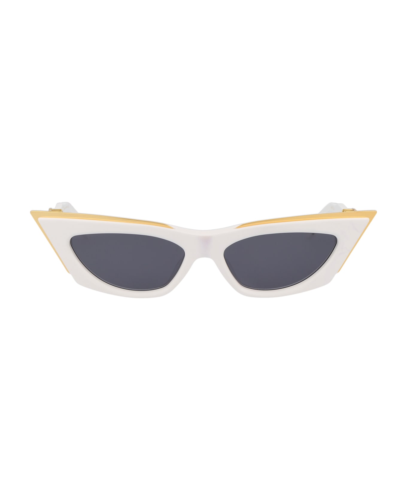Valentino Eyewear V - Goldcut - I Sunglasses - White - Yellow Gold w/Dark Grey