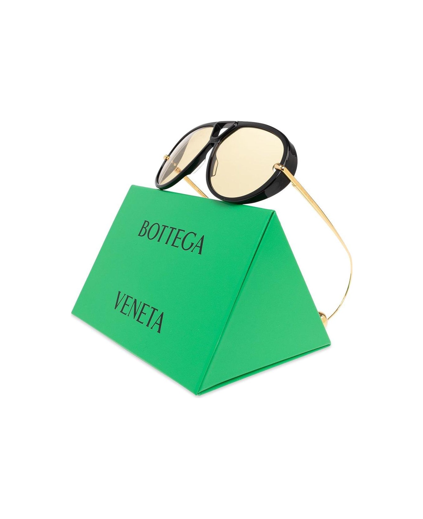 Bottega Veneta Aviator Frame Sunglasses - BLACK